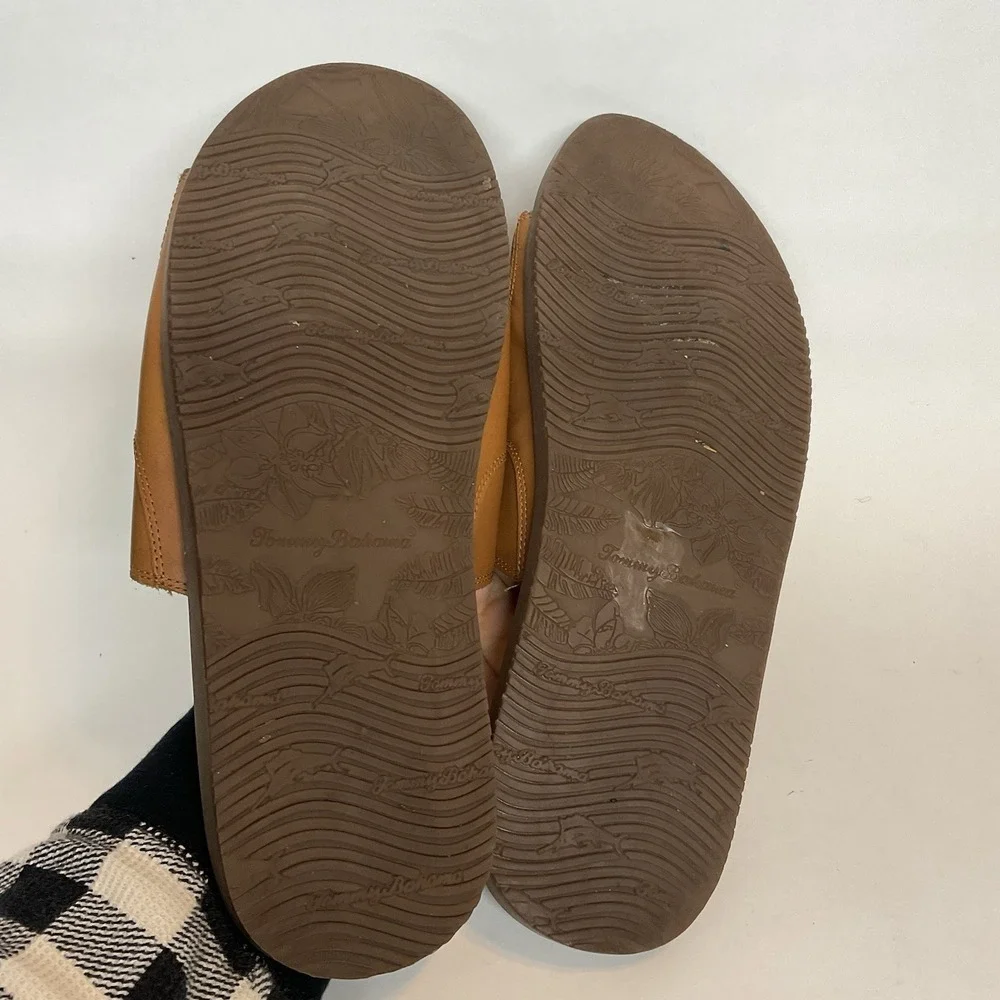 Tommy Bahama‎ Gennadi Palms Slide Sandals Men's Sz 11 Brown Textured Leather